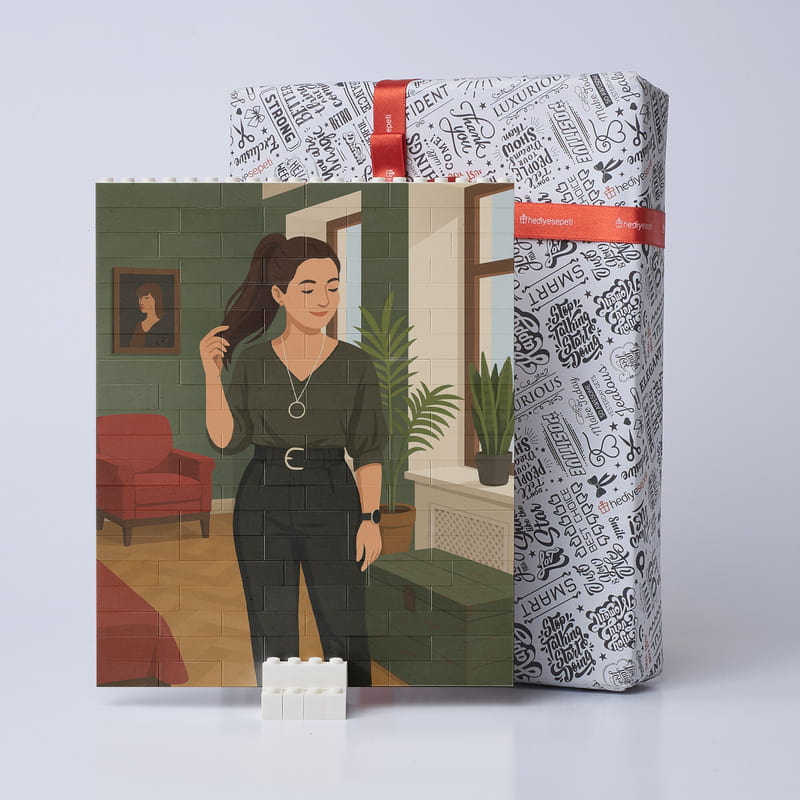 Kişiye Özel Karikatürlü 96 Parça Blok Puzzle