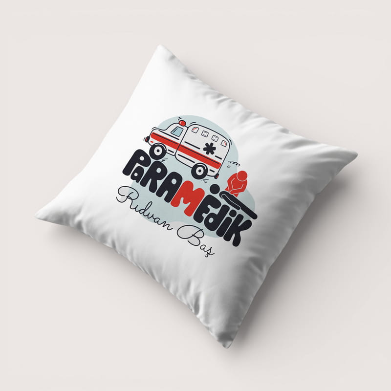 Kişiye Özel Paramedik Tasarımlı Kırlent Yastık