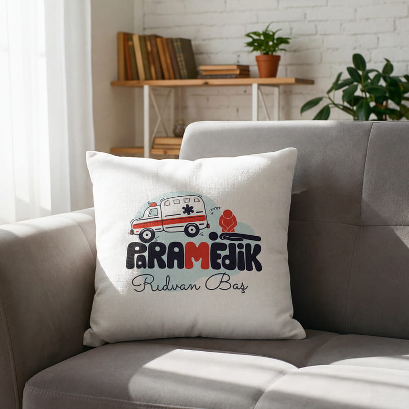 Kişiye Özel Paramedik Tasarımlı Kırlent Yastık