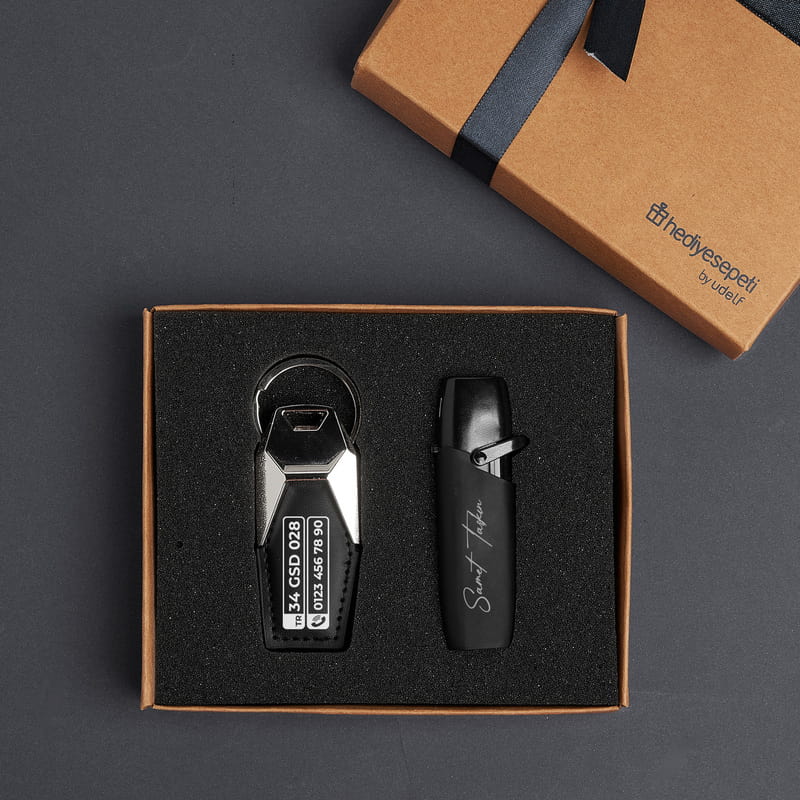 Kişiye Özel Pürmüz Çakmak ve Anahtarlık Hediye Seti