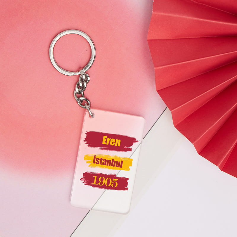 Kişiye Özel Sarı Kırmızı Taraftar Anahtarlık