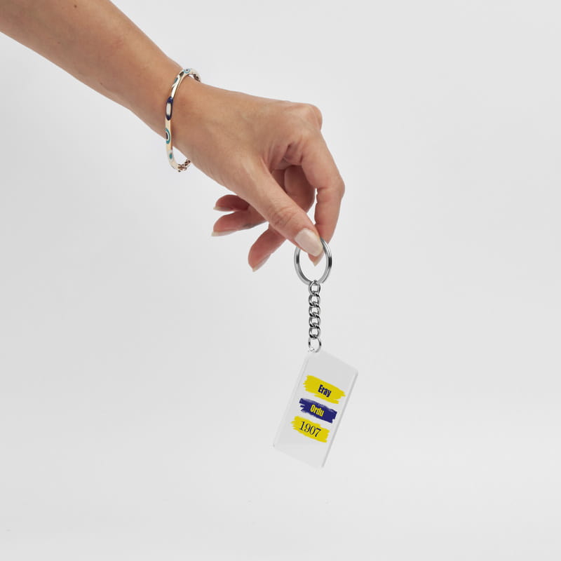 Kişiye Özel Sarı Lacivert Taraftar Anahtarlık