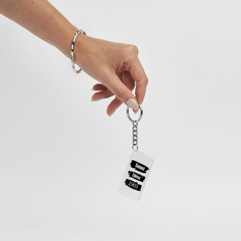 Kişiye Özel Siyah Beyaz Taraftar Anahtarlık