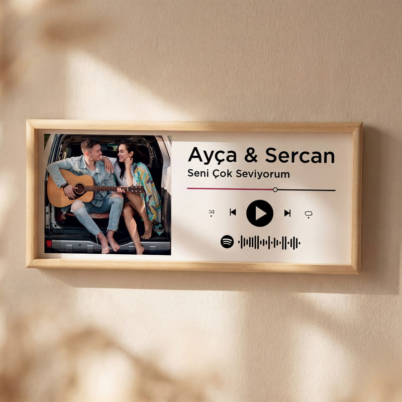 Kişiye Özel Spotify Tasarımlı Fotoğraf Baskılı Ahşap Tablo