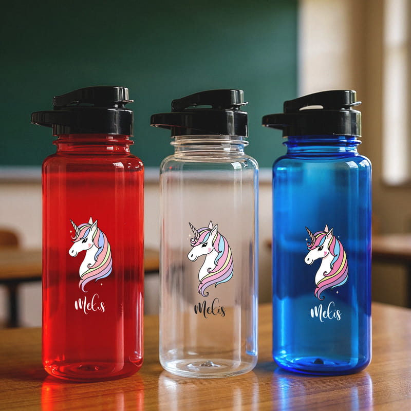 Kız Çocuğuna İsme Özel Unicorn Su Matarası - %100 Sağlıklı Çocuk Matarası