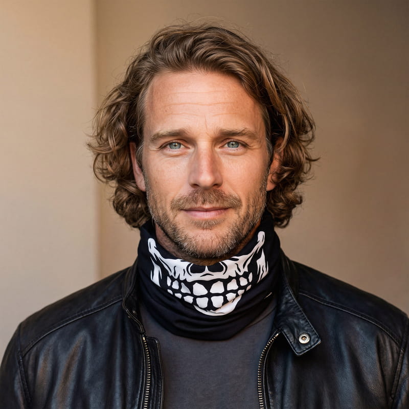 Kuru Kafa Tasarımlı İskelet Ağız Bandana Maske