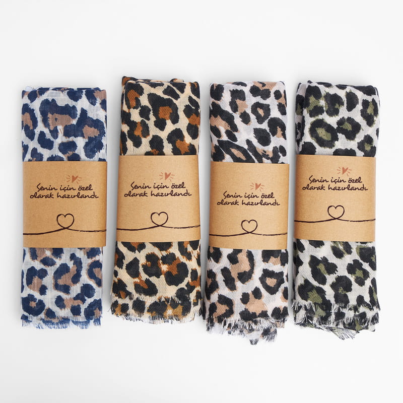 Leopar Desenli 2'li Şal Seti