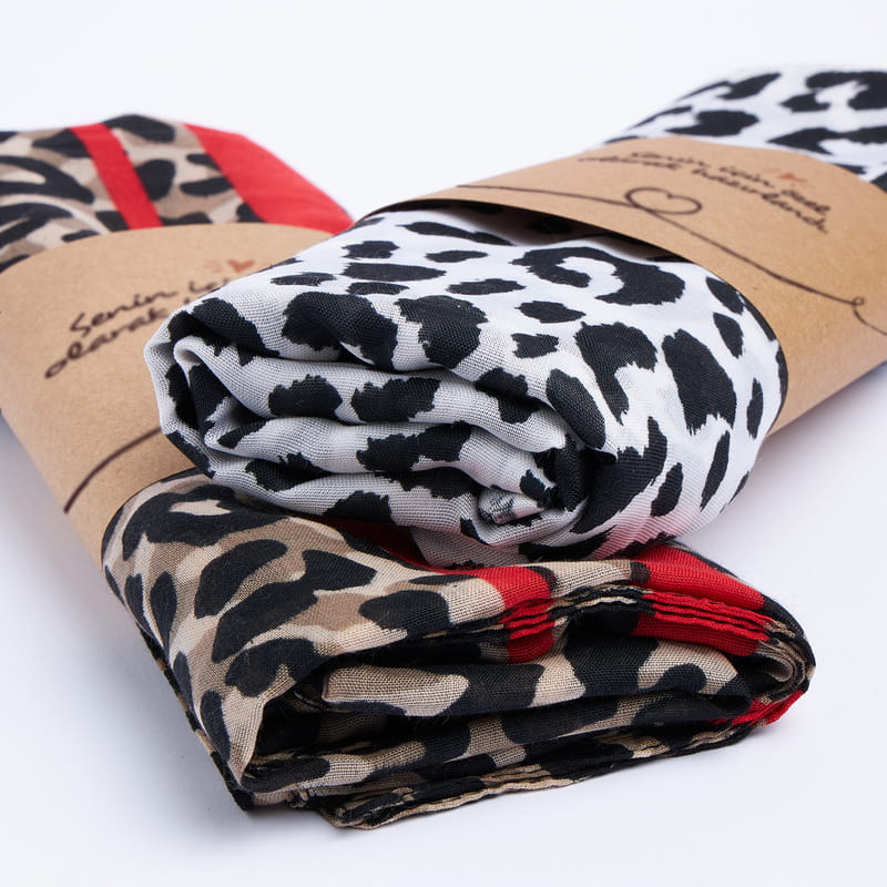 Leopar Desenli 2'li Şal Seti