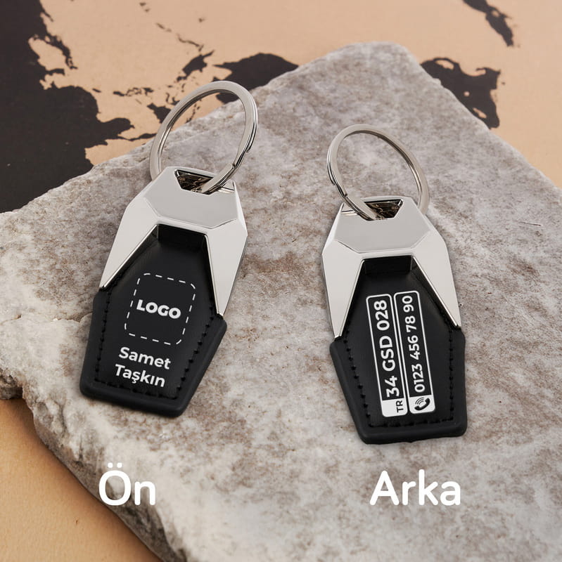 Logo & Plaka Özelleştirmeli Deri Araba Anahtarlığı