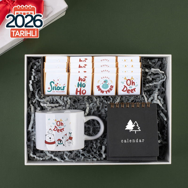 Masaüstü 2026 Takvimli Yeni Yıl Hediye Kutusu