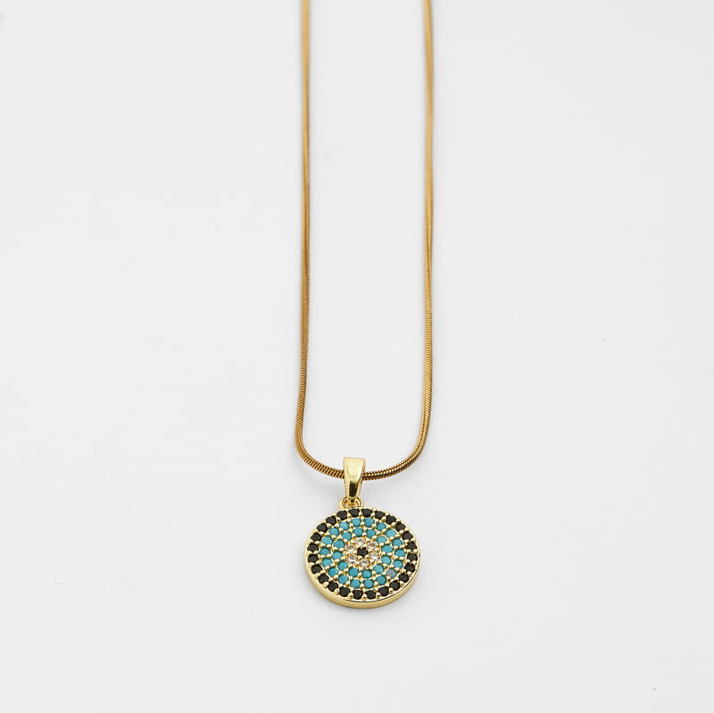 Minimal Nazar Boncuğu Taşlı Kolye