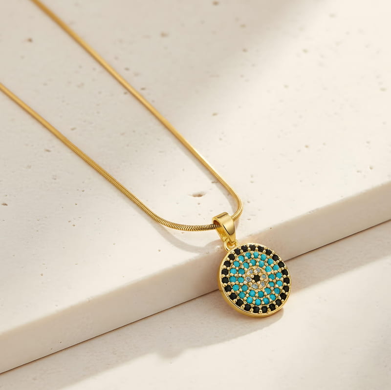 Minimal Nazar Boncuğu Taşlı Kolye