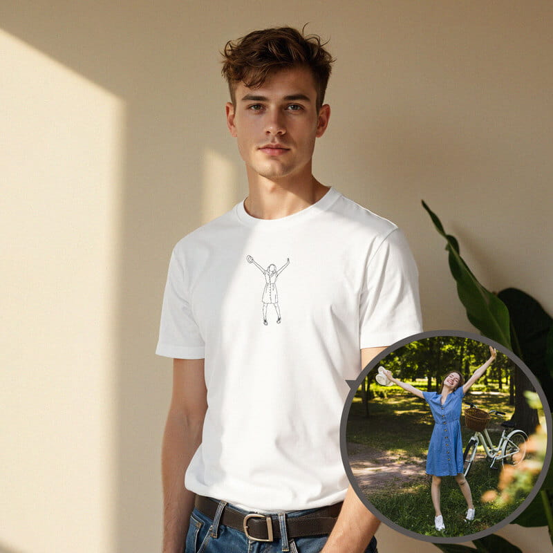 Minimalist Line Art Baskılı Tişört