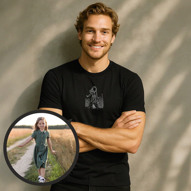 Minimalist Line Art Baskılı Tişört