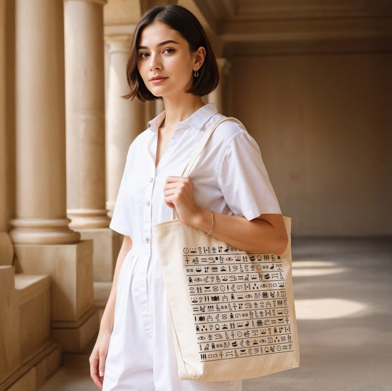 Mısır Hiyeroglif iconları Bez ve Makyaj Çantası Seti