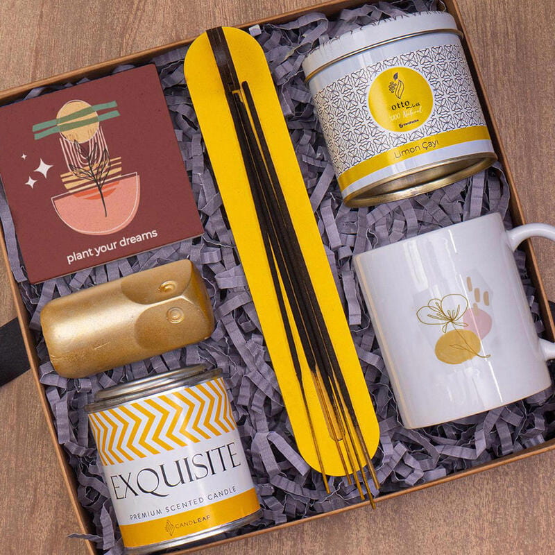 Mum Tütsü Bitki Çayı Biblo Kupa Bardak Altı Hediye Kutusu