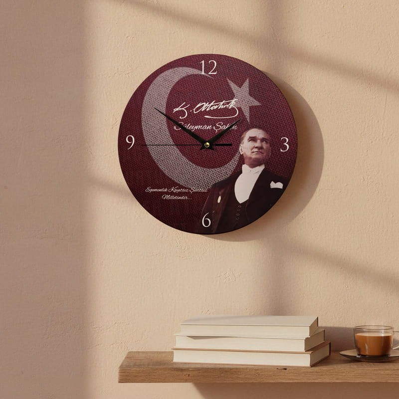 Mustafa Kemal Atatürk İmzalı ve Fotoğraflı Duvar Saati