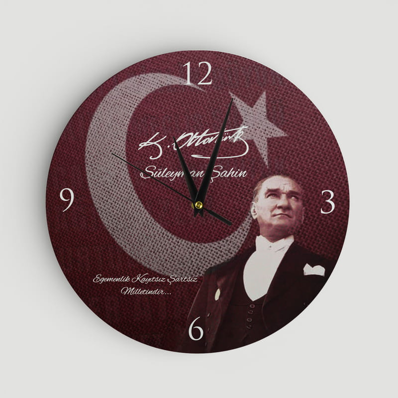 Mustafa Kemal Atatürk İmzalı ve Fotoğraflı Duvar Saati