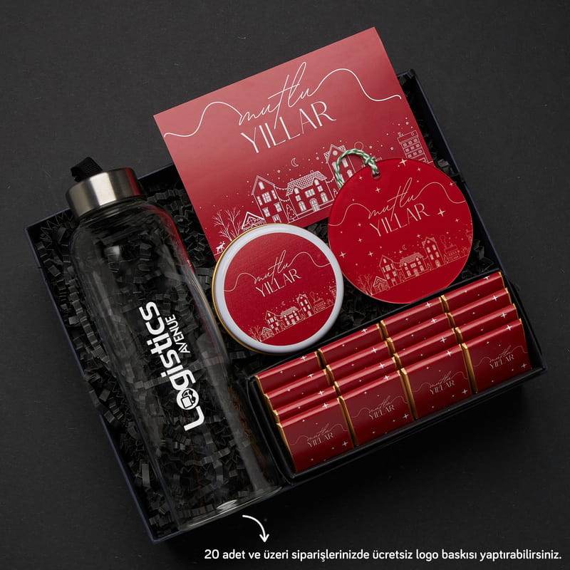 Mutlu Yıllar Kırmızı Premium Yılbaşı Hediye Kutusu