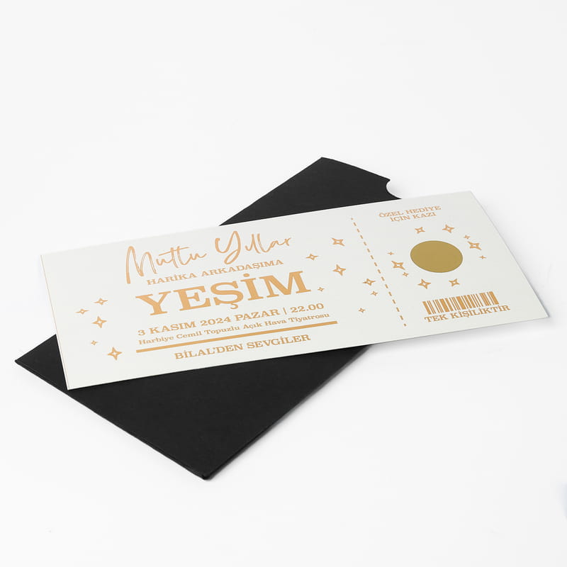 Mutlu Yıllar Tasarımlı Etkinlik Hediyesi Kazı Kazan Bilet