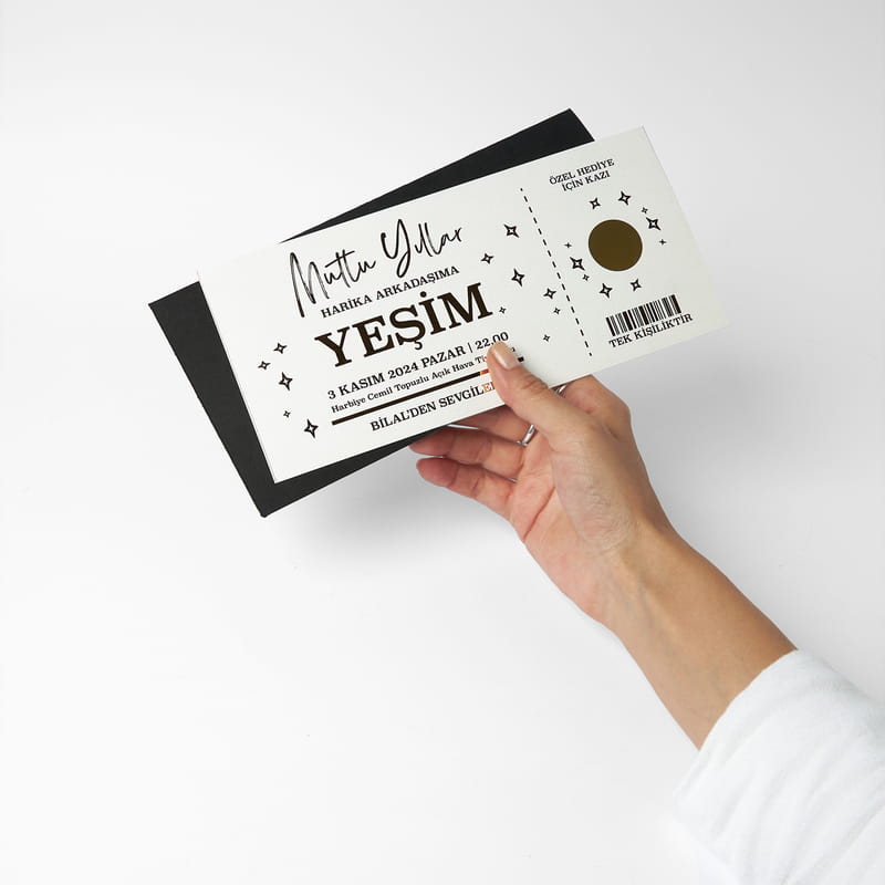 Mutlu Yıllar Tasarımlı Etkinlik Hediyesi Kazı Kazan Bilet