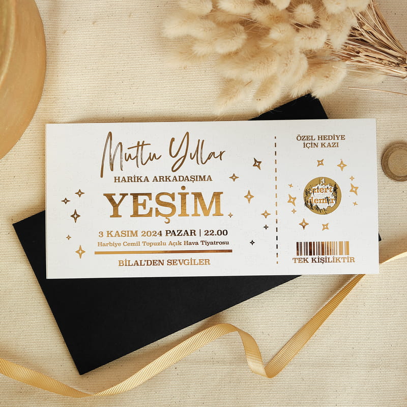 Mutlu Yıllar Tasarımlı Etkinlik Hediyesi Kazı Kazan Bilet