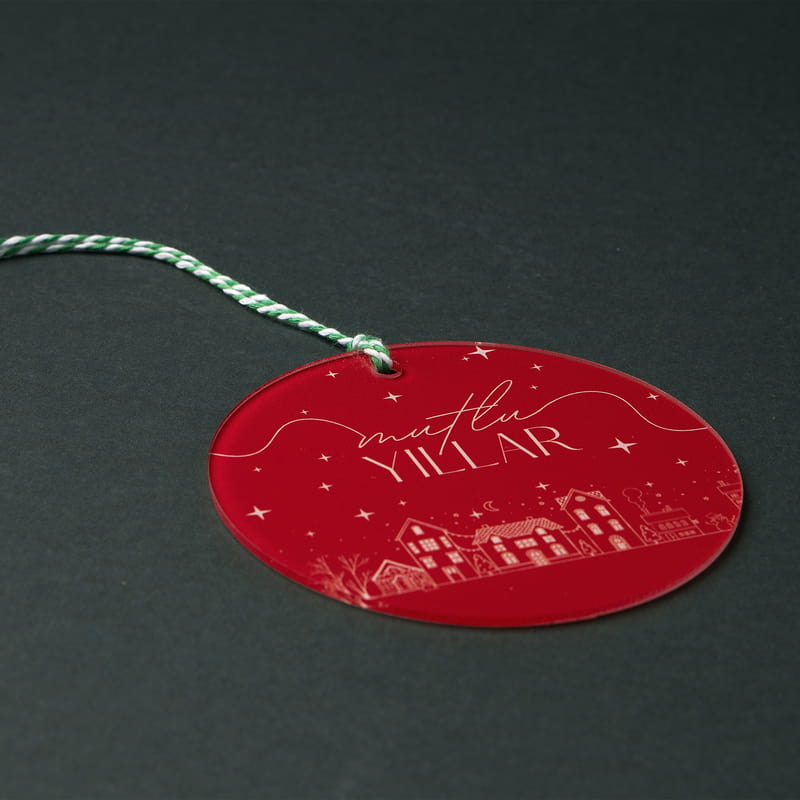 Mutlu Yıllar Yazılı Çam Ağacı Süsü