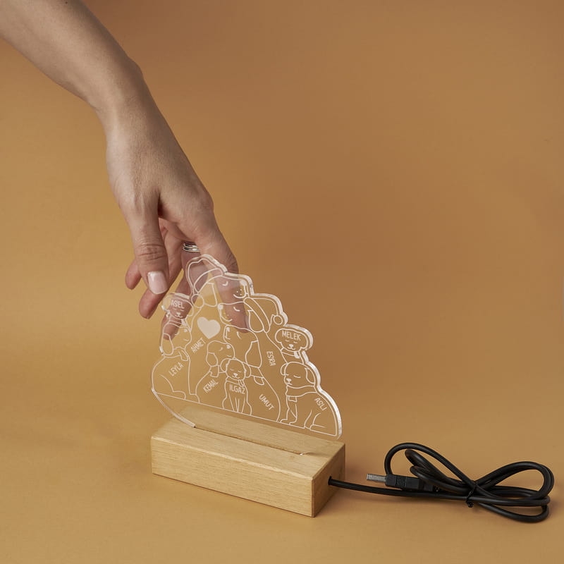 Pati Ailem Kişiye Özel Led Lamba - Kişi Seçenekli