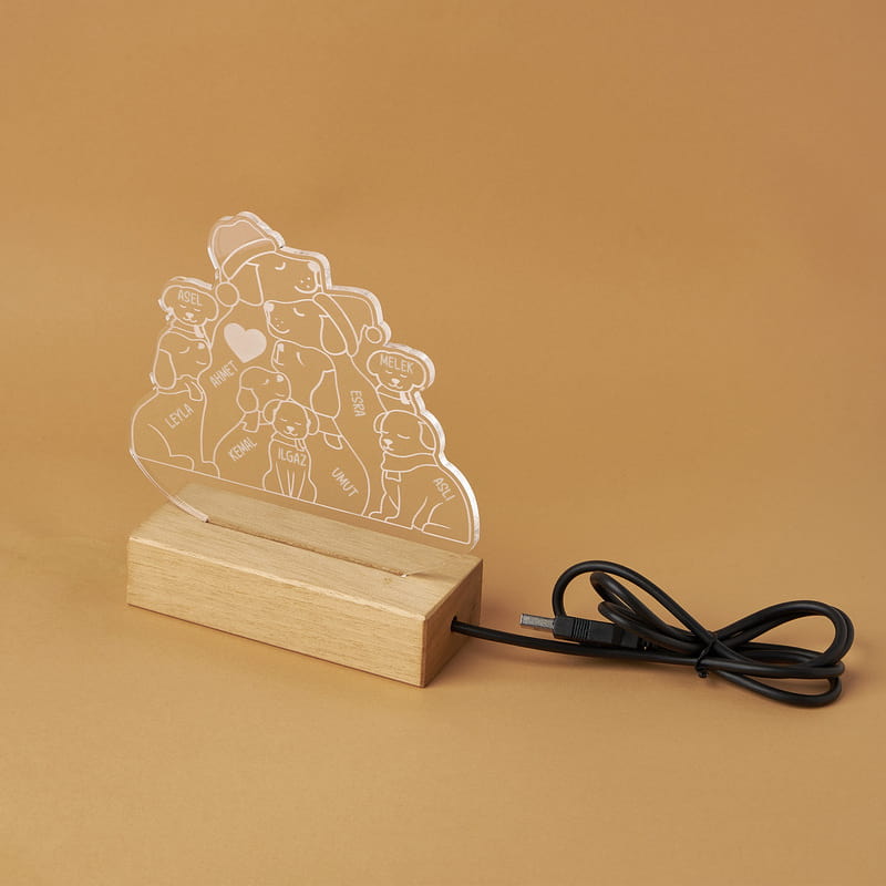 Pati Ailem Kişiye Özel Led Lamba - Kişi Seçenekli
