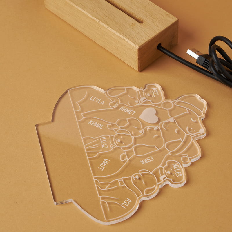 Pati Ailem Kişiye Özel Led Lamba - Kişi Seçenekli