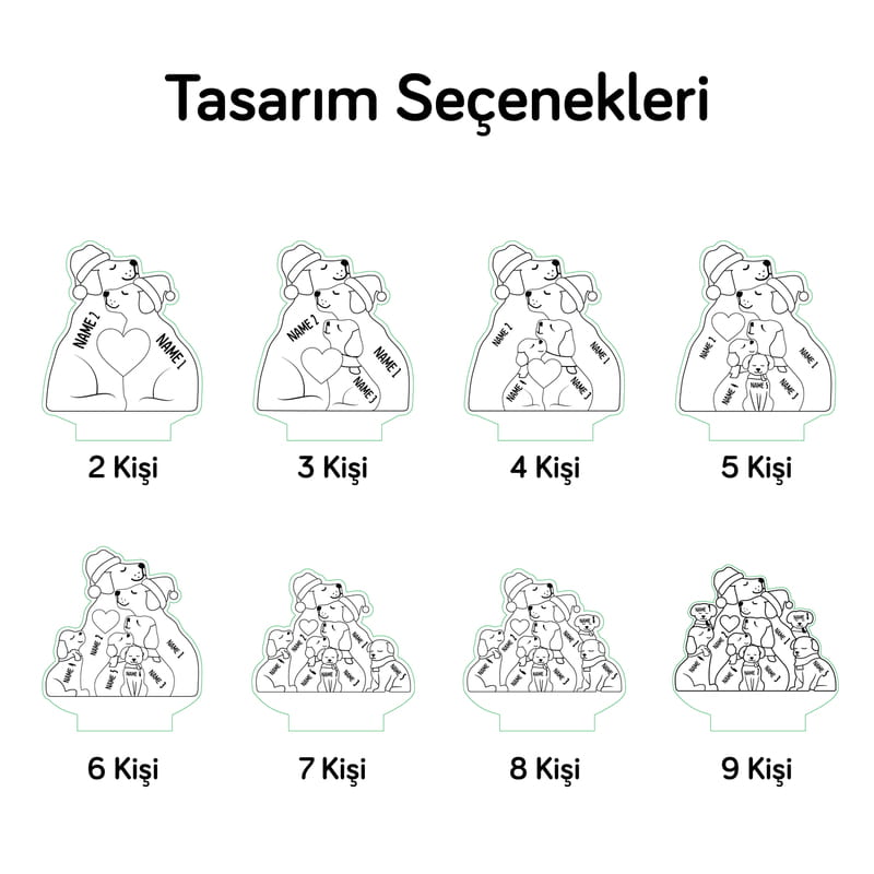 Pati Ailem Kişiye Özel Led Lamba - Kişi Seçenekli