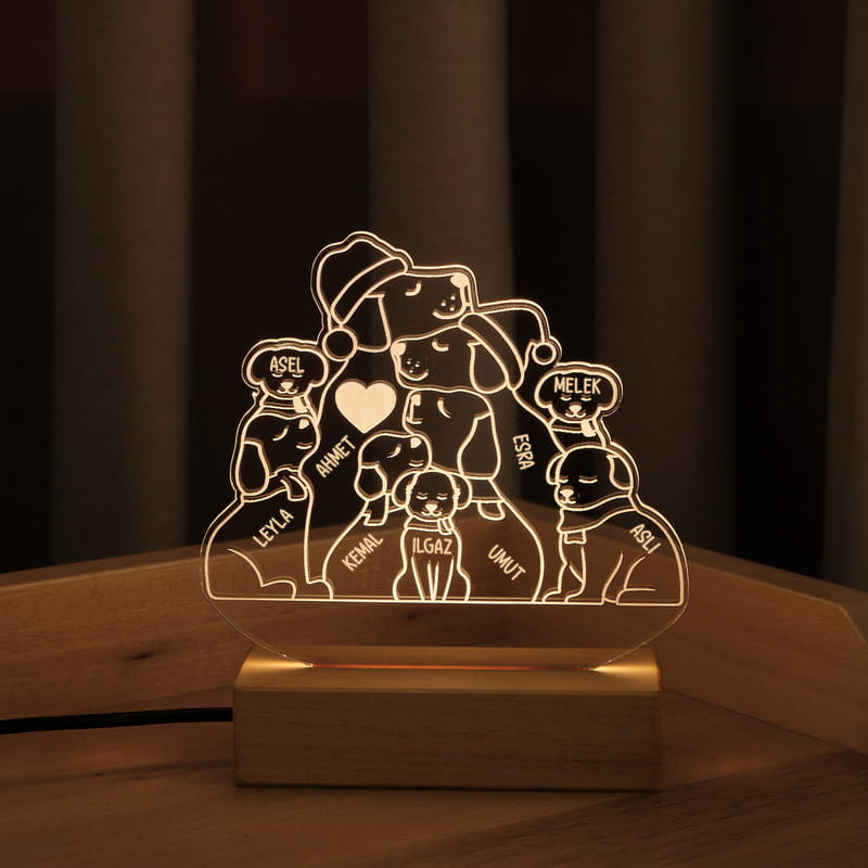Pati Ailem Kişiye Özel Led Lamba - Kişi Seçenekli