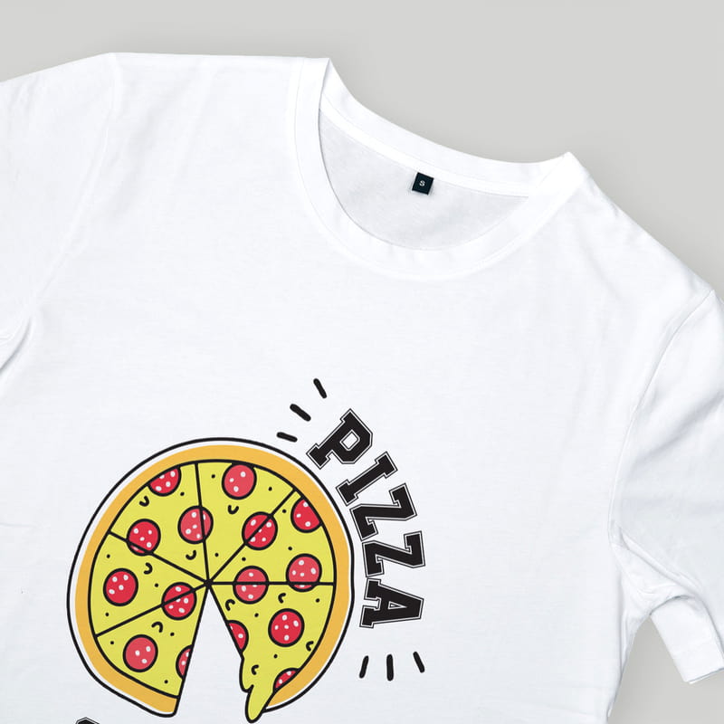 Pizza Tasarımlı Anne Tişört Çocuk Body Kombini - %100 Pamuklu Kumaş