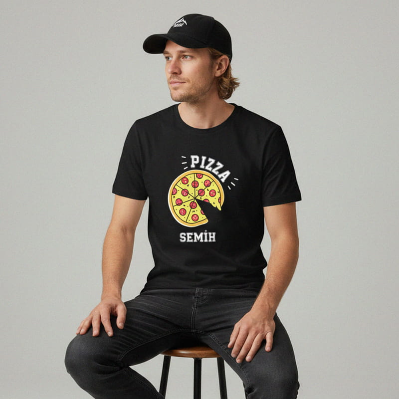 Pizza Tasarımlı Baba Tişört Bebek Zıbın Kombini - %100 Pamuklu Kumaş