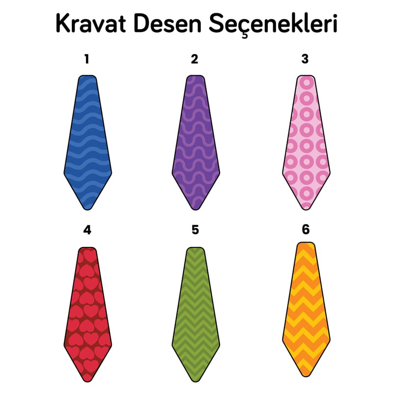 Renkli Desenler Fotoğraflı Kravat
