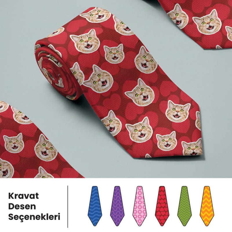 Renkli Desenler Fotoğraflı Kravat