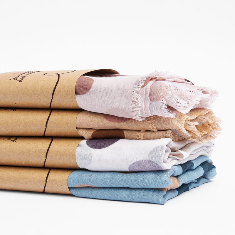 Renkli Polka Dot Desenli 4'lü Şal Hediye Seti