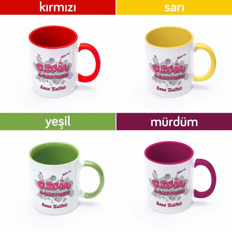 Resim Öğretmenine Hediye İsimli Kupa Bardak