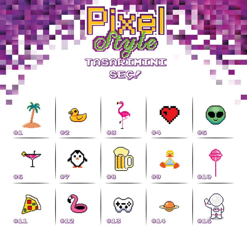 Retro Piksel İconlar Kadın Tişört