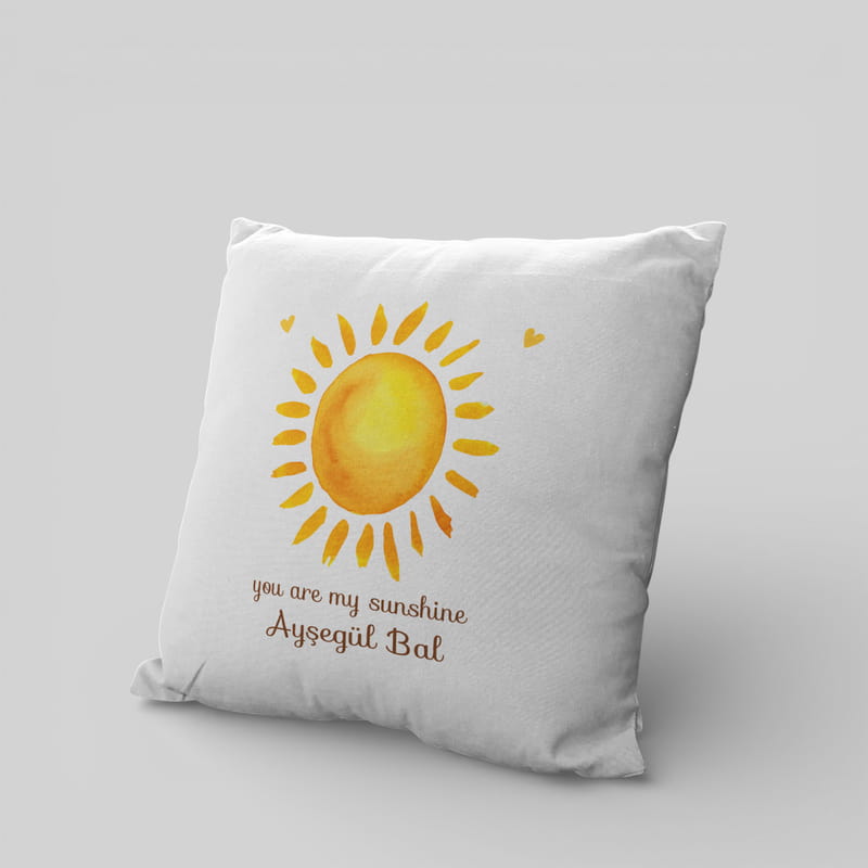 Sen Benim Güneşimsin Tasarımlı İsme Özel Dekoratif Yastık