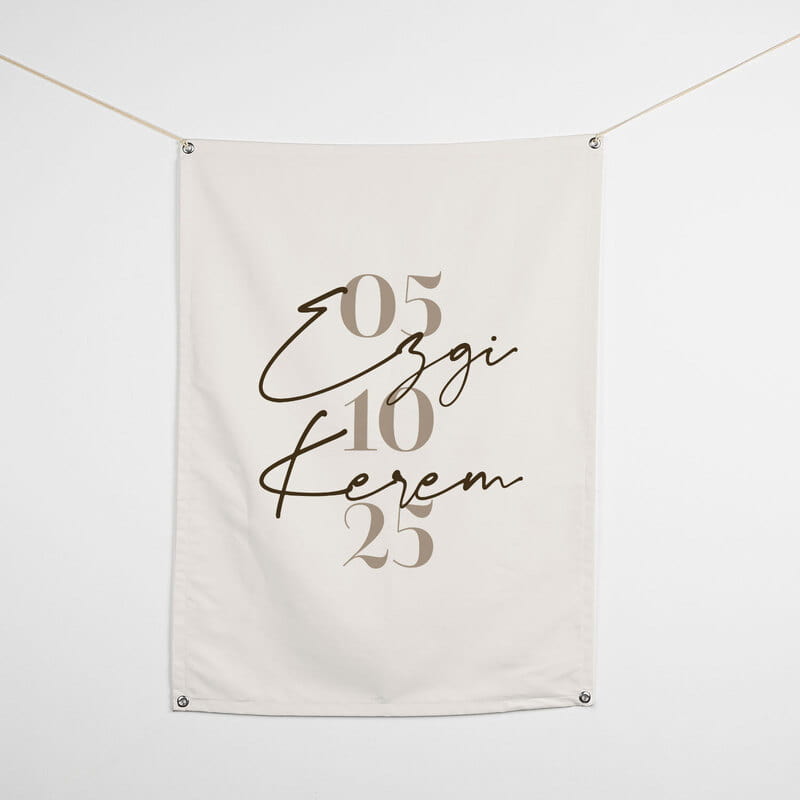 Sen ve Ben Özel Tarihli Kumaş Pankart - 70 x 95 cm