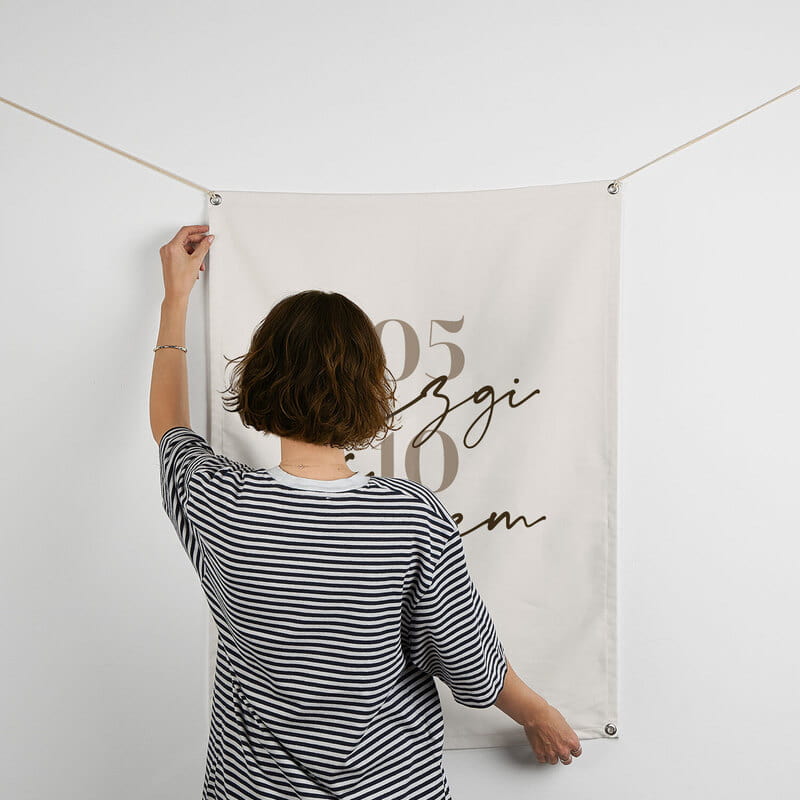 Sen ve Ben Özel Tarihli Kumaş Pankart - 70 x 95 cm