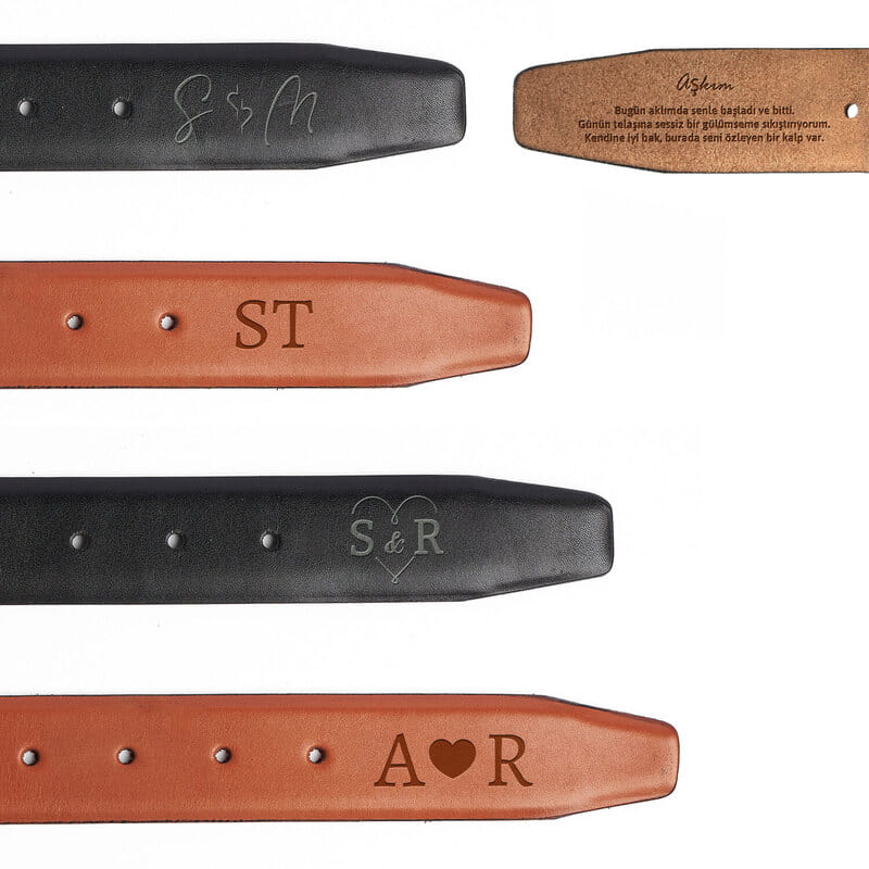 Sevgili Harfler Kişiye Özel Mesajlı Deri Kemer