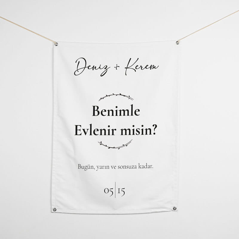 Sevgili İsimli Benimle Evlenir misin Pankartı - 70 x 95 cm