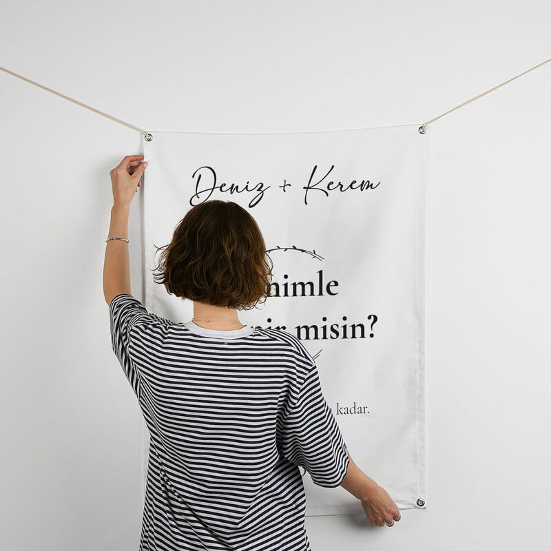 Sevgili İsimli Benimle Evlenir misin Pankartı - 70 x 95 cm