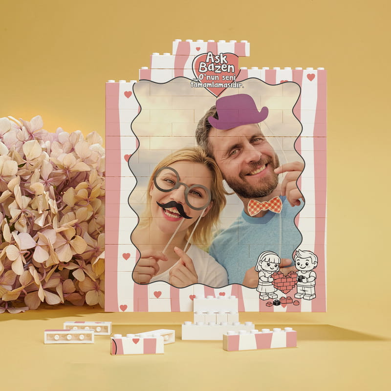 Sevgiliye Aşk Bazen Fotoğraflı Blok Puzzle