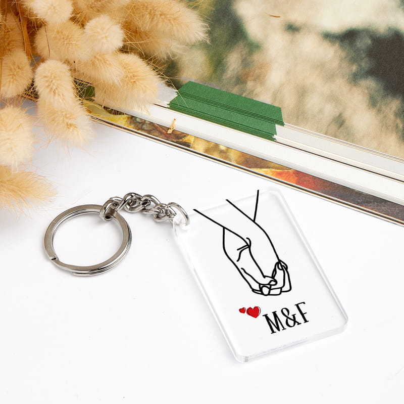 Sevgiliye Hediye Ellerimiz Hiç Ayrılmasın Tasarımlı Anahtarlık