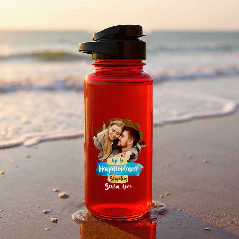 Sevgiliye Hediye Fotoğraf Baskılı Spor Su Matarası