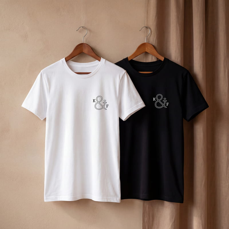 Sevgiliye Hediye Minimal Harf Tasarımlı Sevgili Tişört Kombini - %100 Pamuklu Kumaş