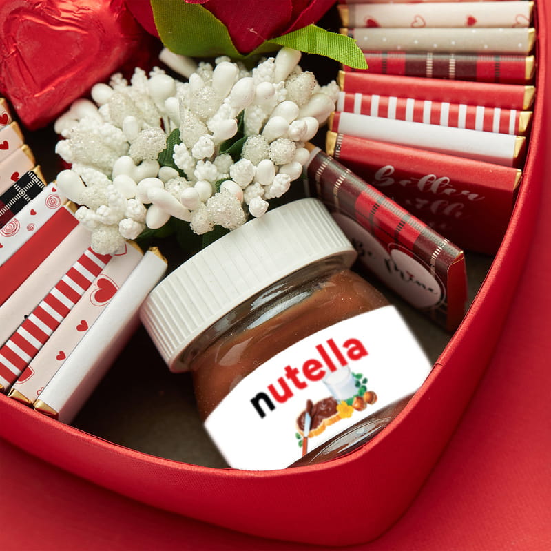 Sevgiliye Nutella ve Çikolata Hediye Kutusu